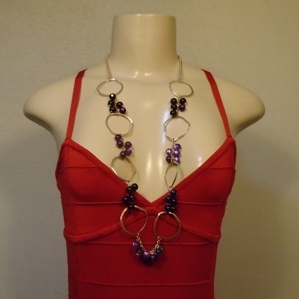 Studio Select Long Purple Statement Necklace NWT
